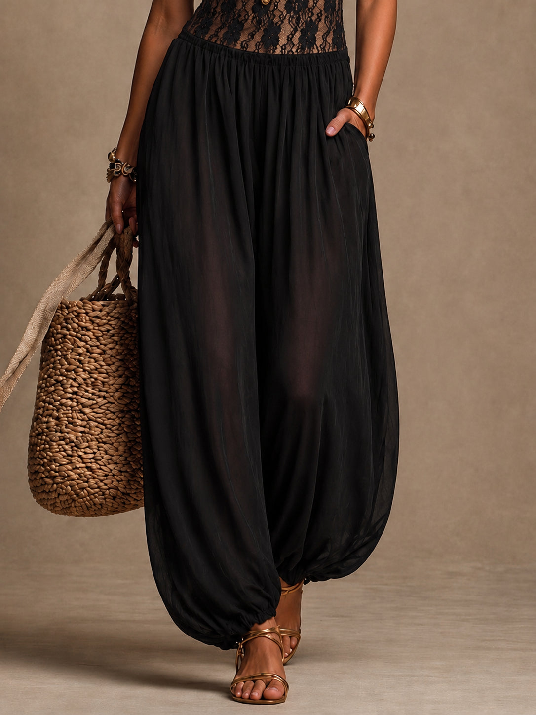 Woman's Flowy lace halter jumpsuit